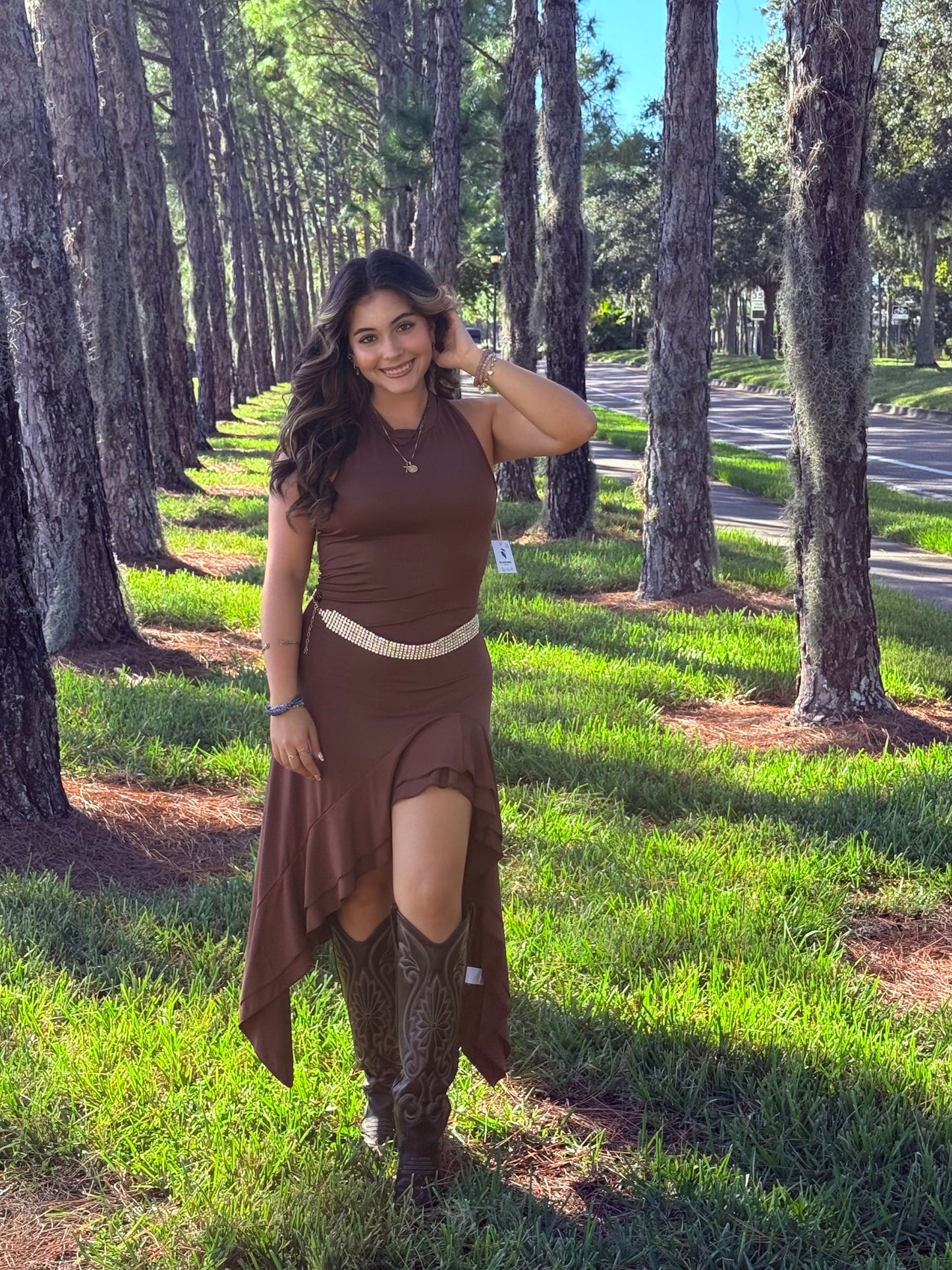 Feel Me Chocolate Ruffle Dress