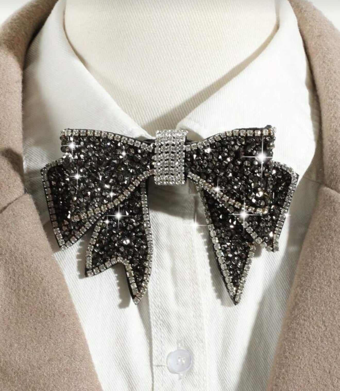 Rhinestone Bow Tie Brooch