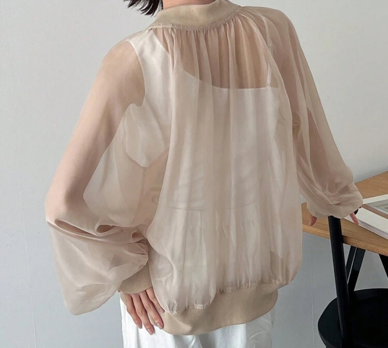 Fabby Zip Up Bomber Sheer Jacket