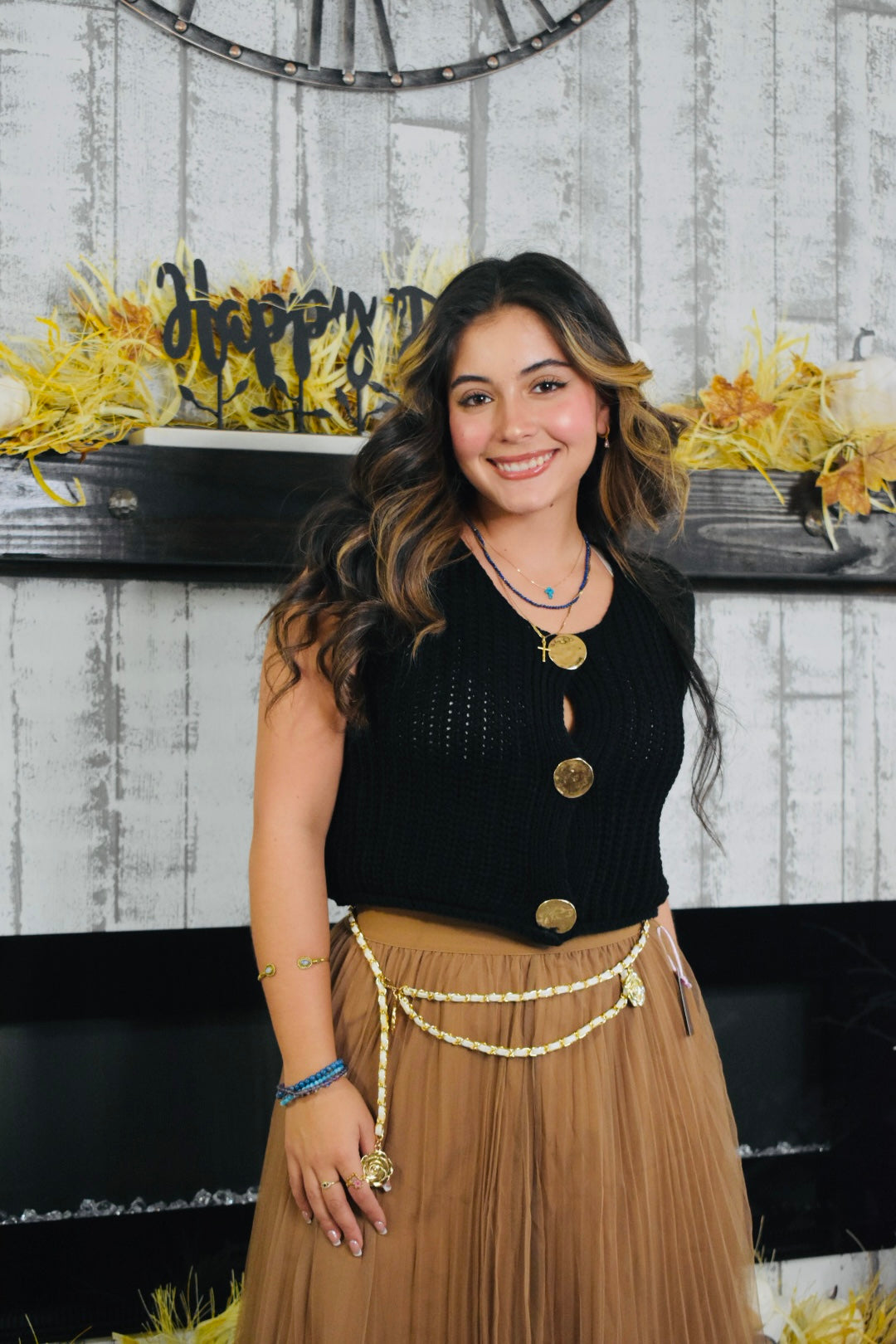 Camellia Metal Waist Chain Belt