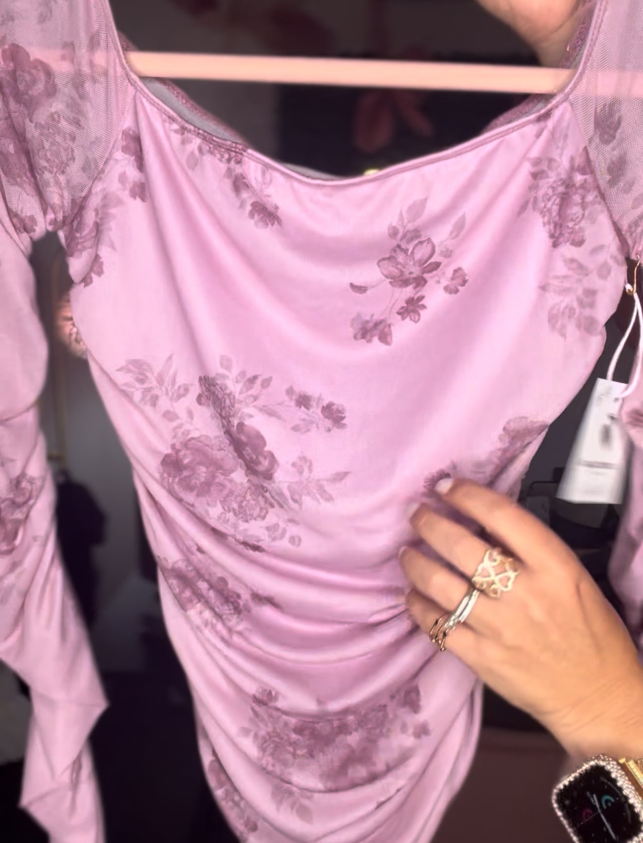 Pinky Flower Long Sleeve Top