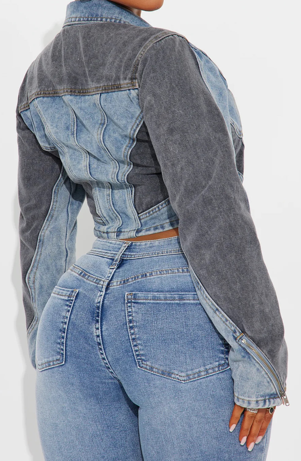 Milly Two-toned Moto Denim Jacket