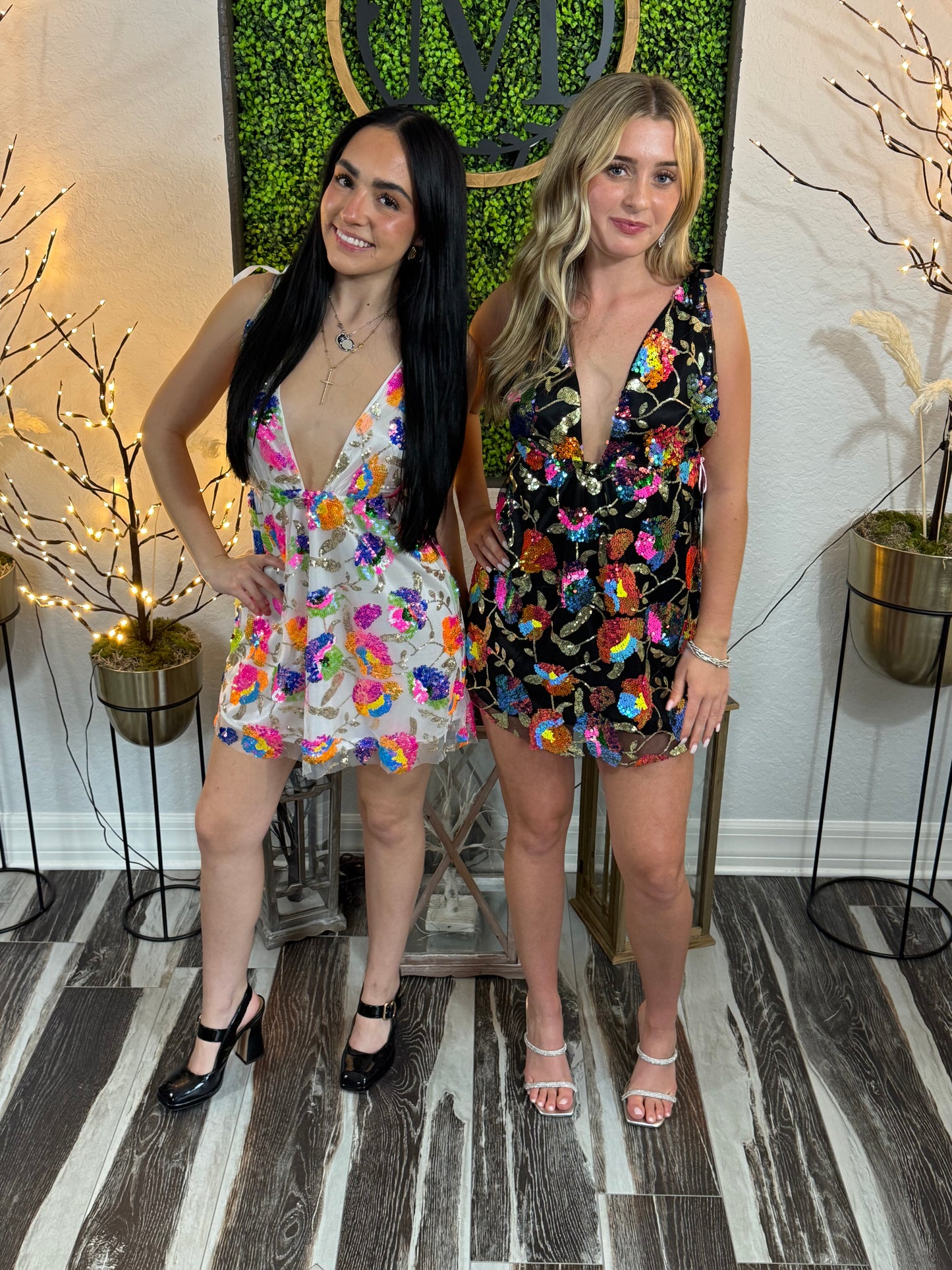 Impress Me Flower Sequin Mini Dress