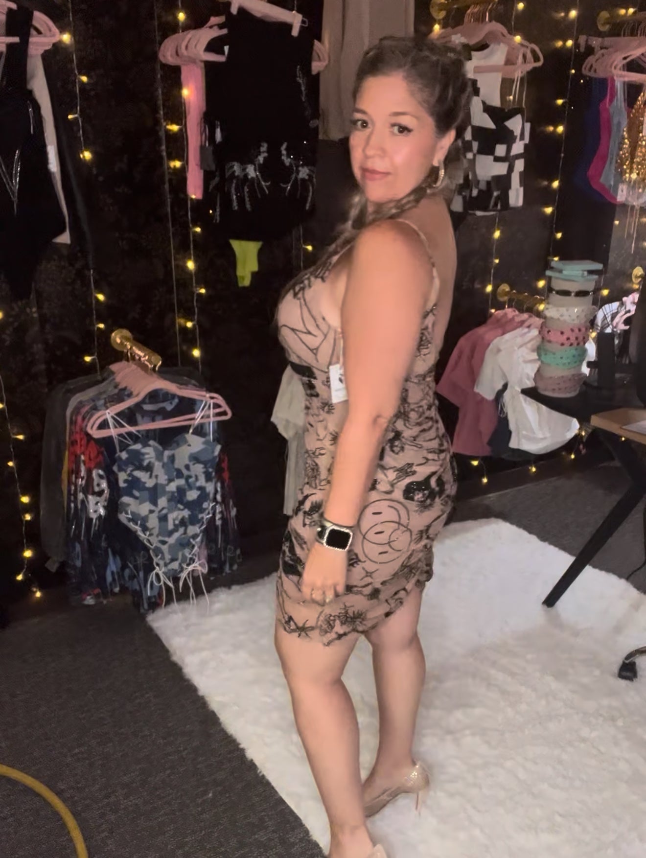 Magical Cartoon Printed Sheer Dress