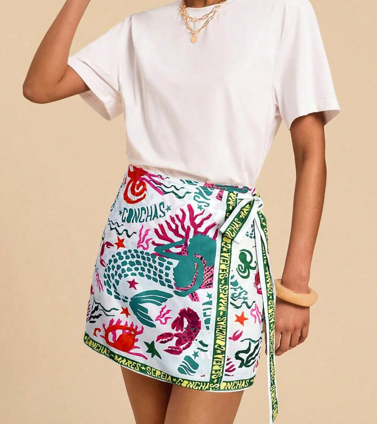 Tropical Style Tie Wrap Skirt