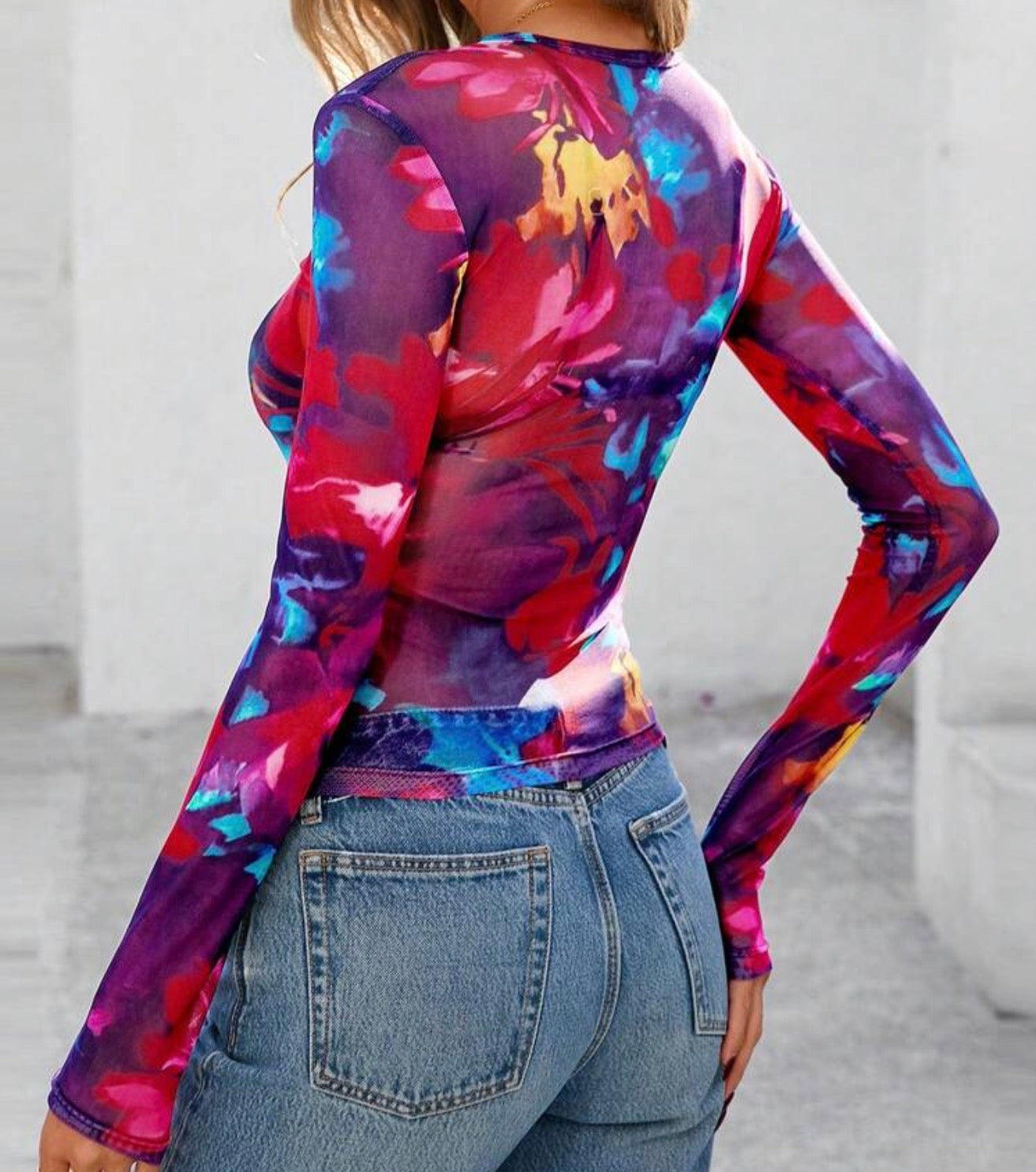 Vibra Long Sleeve Sheer Top
