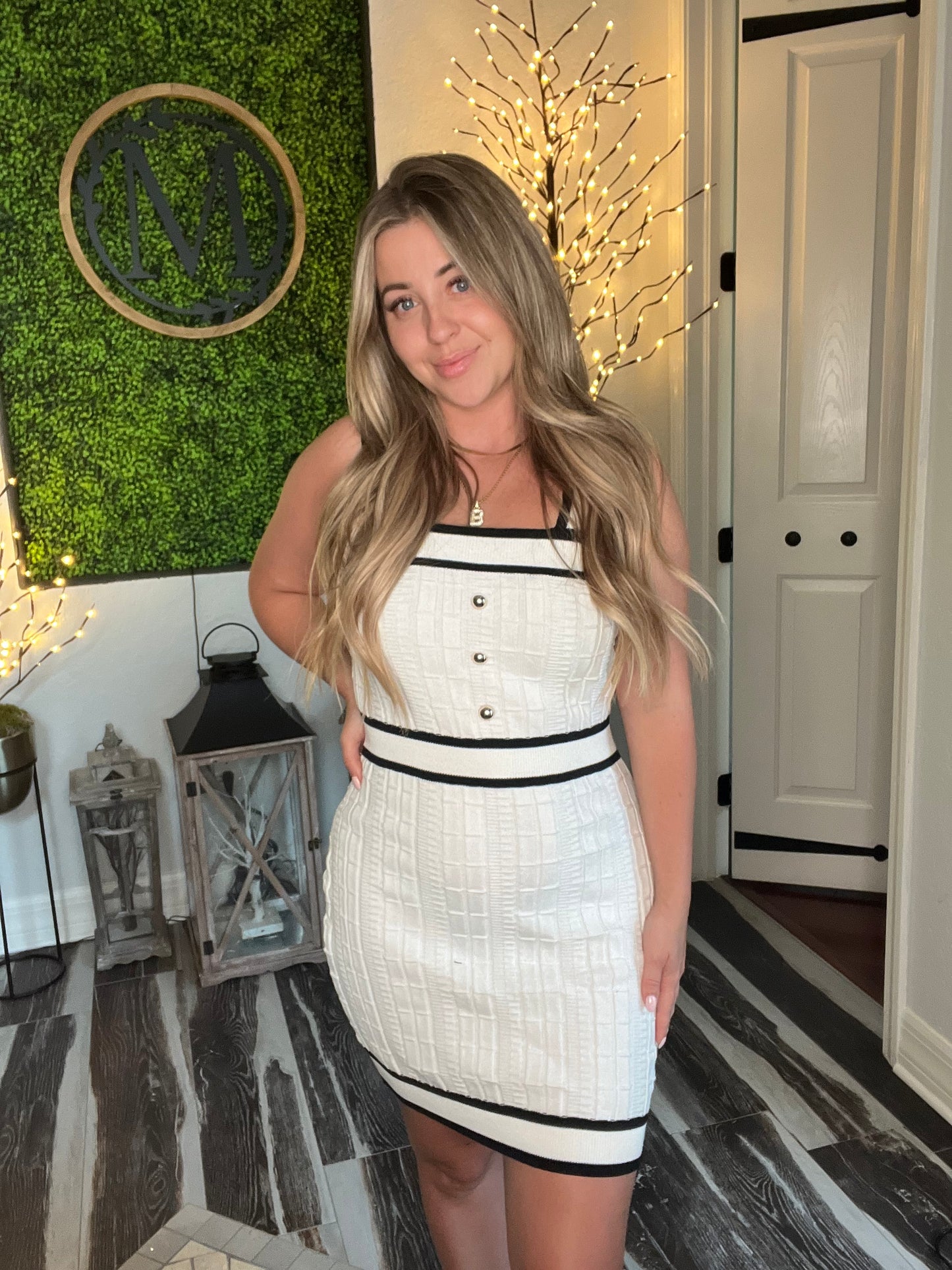 White Elegance Knitted Mini Dress