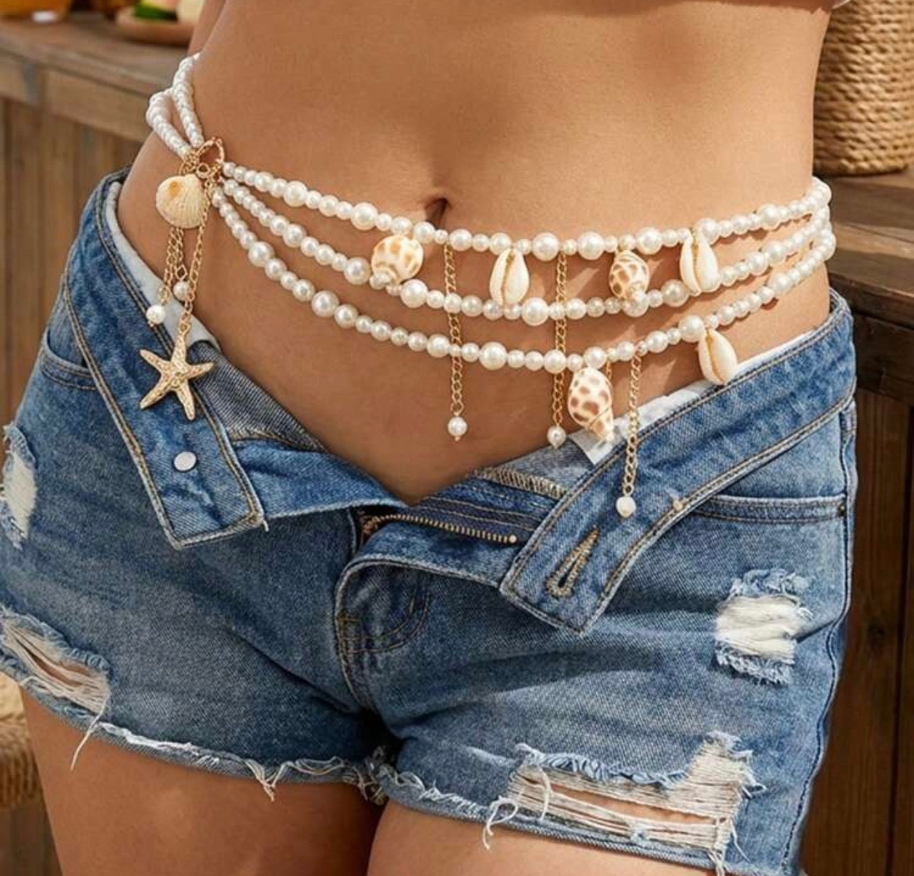 Pearl Beaded Waist Belt