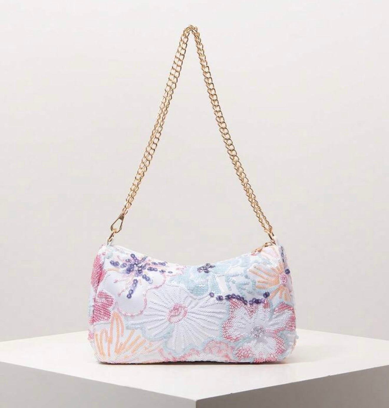 Glitter Flower Sequin Chain Purse