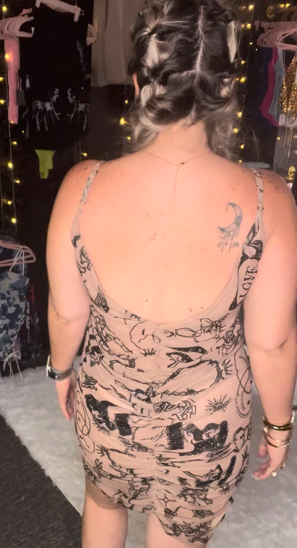 Magical Cartoon Printed Sheer Dress