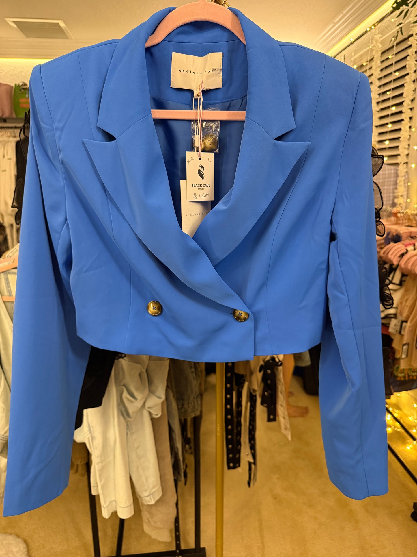 Blue Cropped Blazer