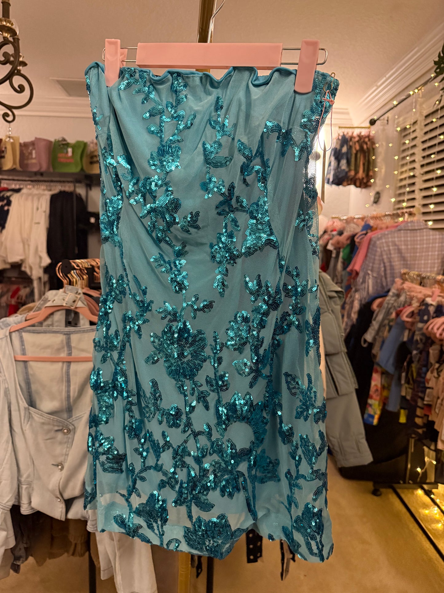 Blue Sparkle Mini Dress
