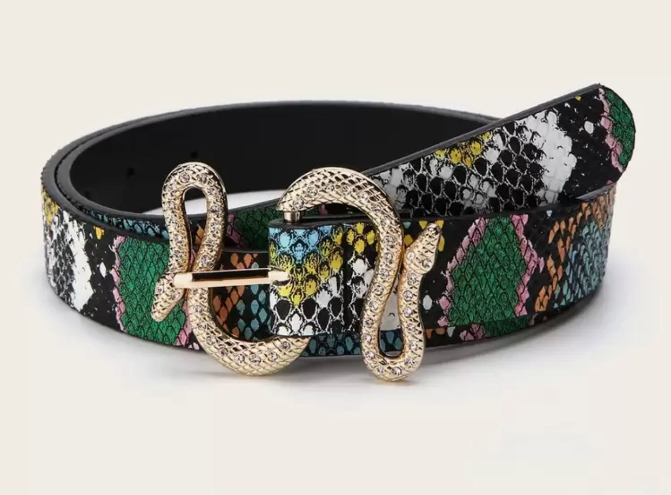 Colored Snake Embellished Belt