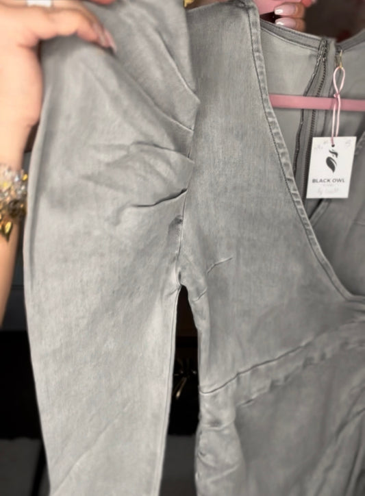 Washed Grey Denim Dress