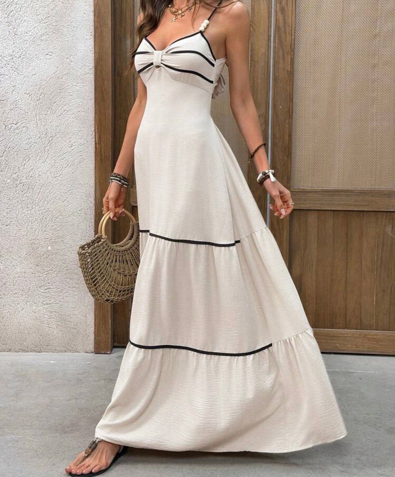 Lucinda Linen Ruffle Long Maxi Dress