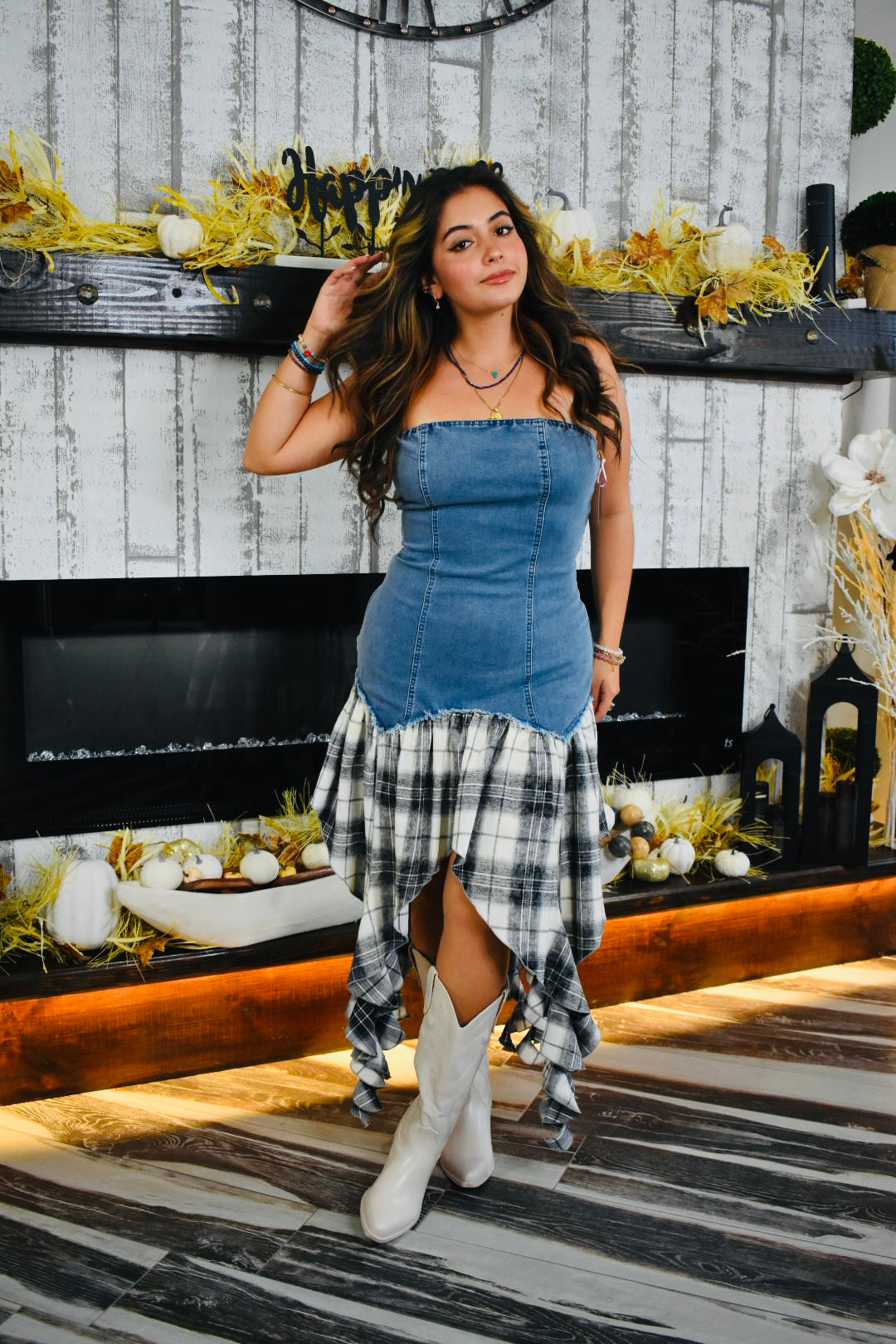 Denim Flannel Midi Dress