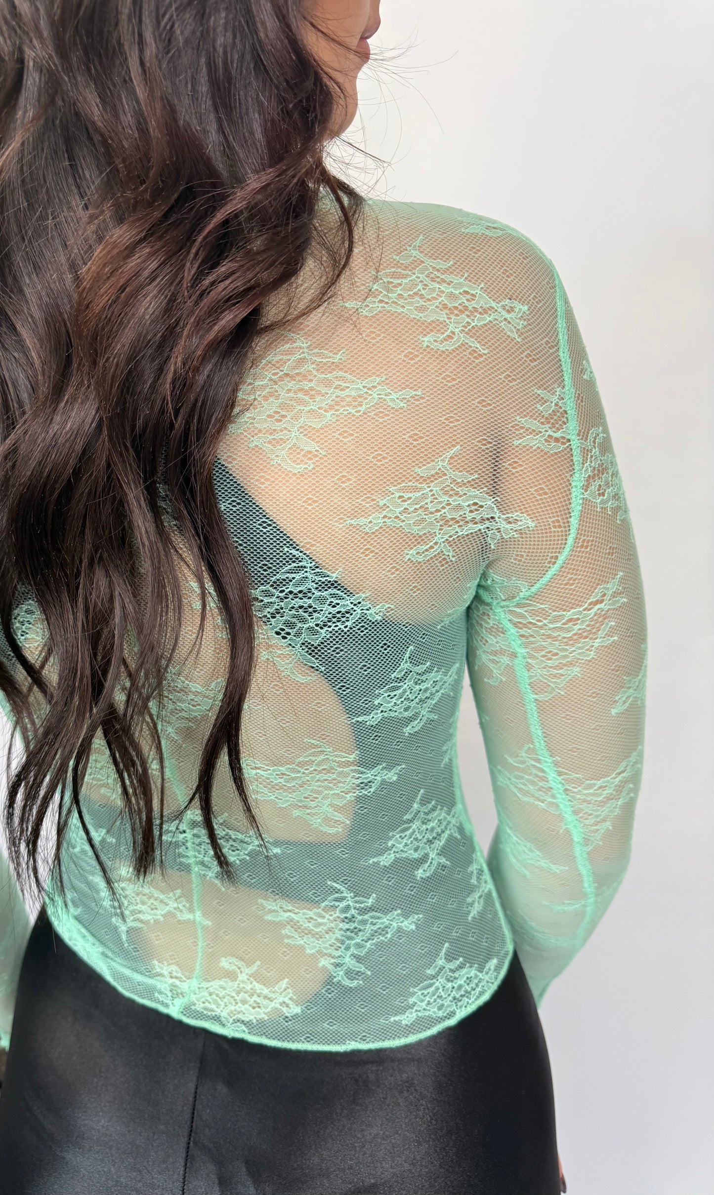 Aqua Lace Long Sleeve Top