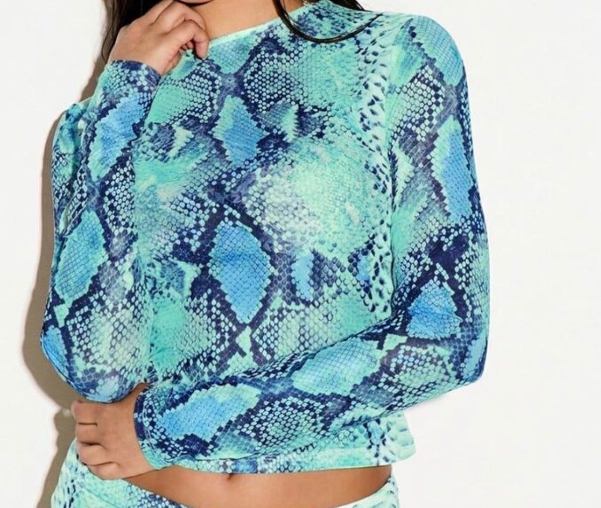 Wild Snake Mesh Sheer Top
