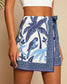 Blue Palm Tie Waist Skirt