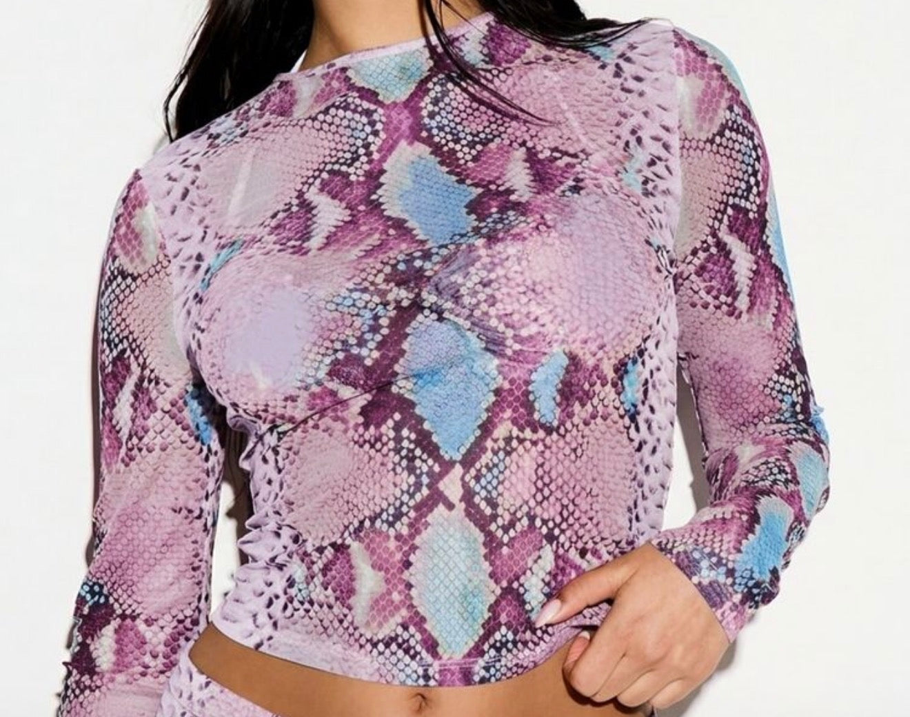 Wild Snake Mesh Sheer Top