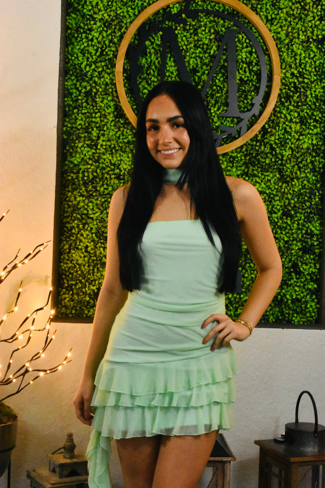 Sweet Pistachio Ruffle Mini Dress