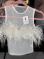 Andrys Sexy Feather Sheer Top