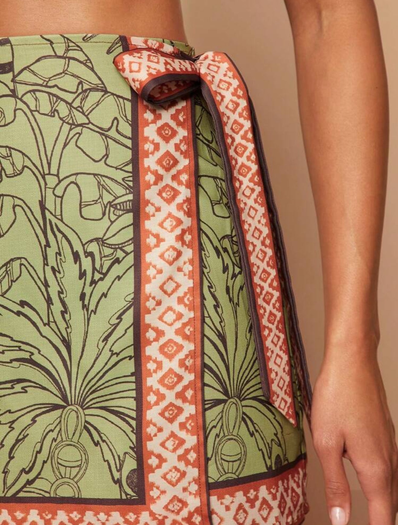 Tropical Print Boho Wrap Skirt