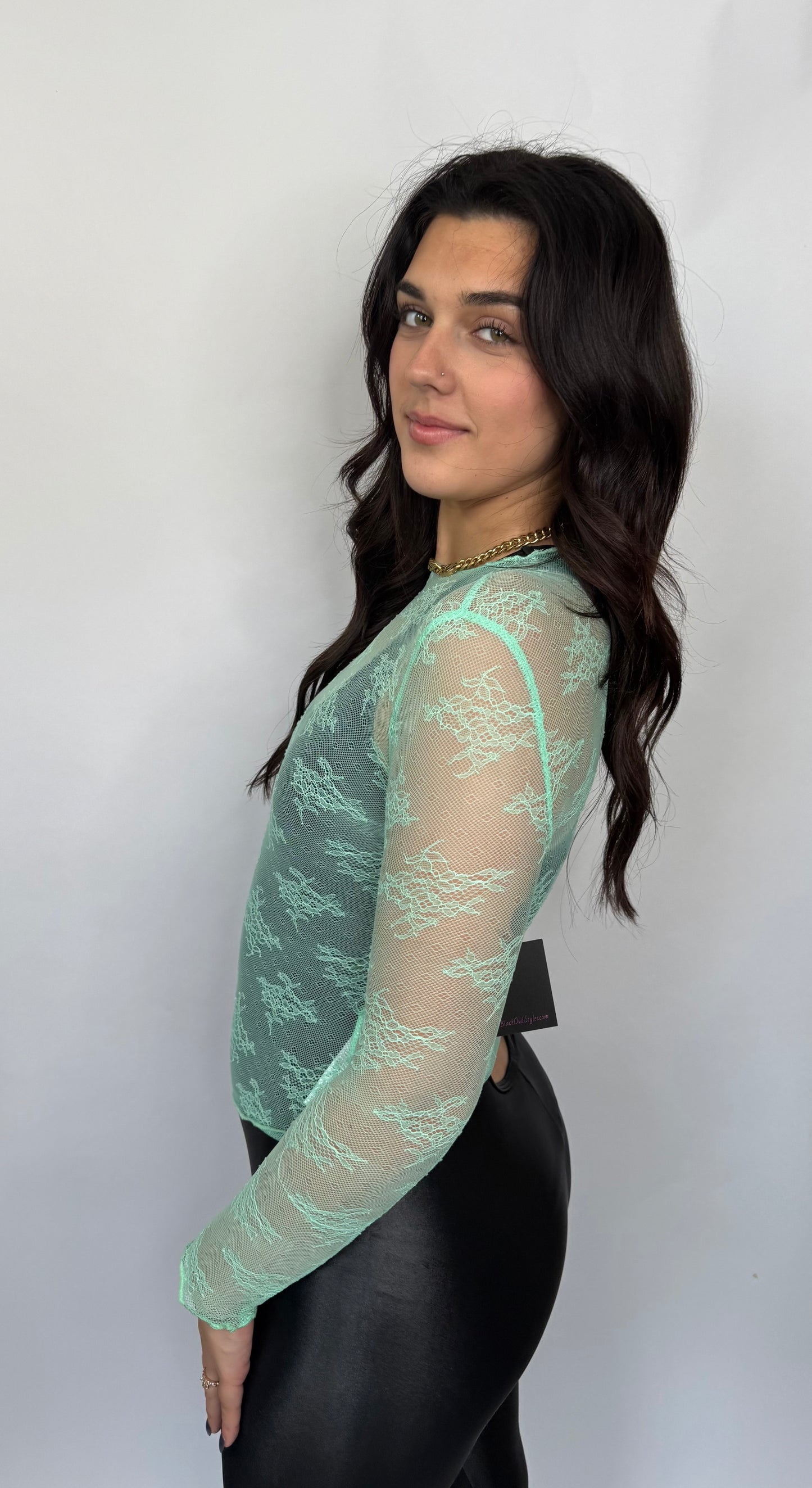 Aqua Lace Long Sleeve Top