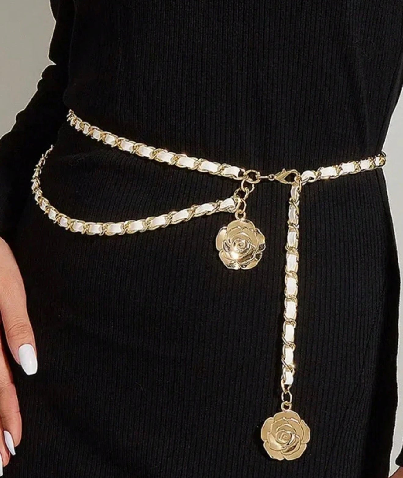Camellia Metal Waist Chain Belt