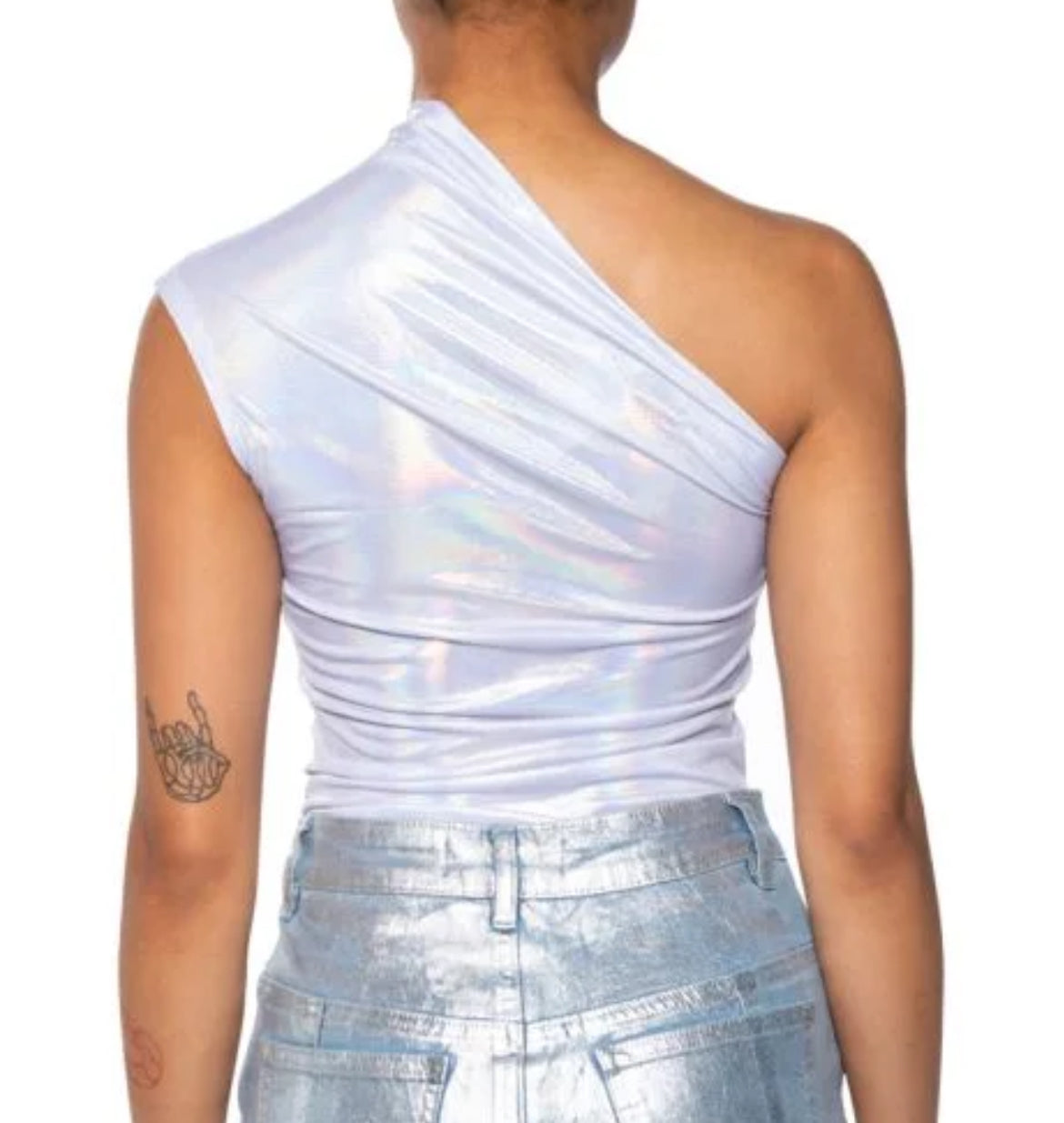 Metallic Girly One Shoulder Bodysuit