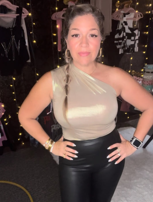 Metallic Girly One Shoulder Bodysuit