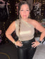 Metallic Girly One Shoulder Bodysuit