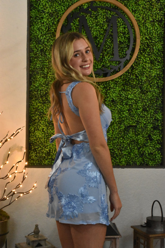 Celeste Flower Backless Mini Dress