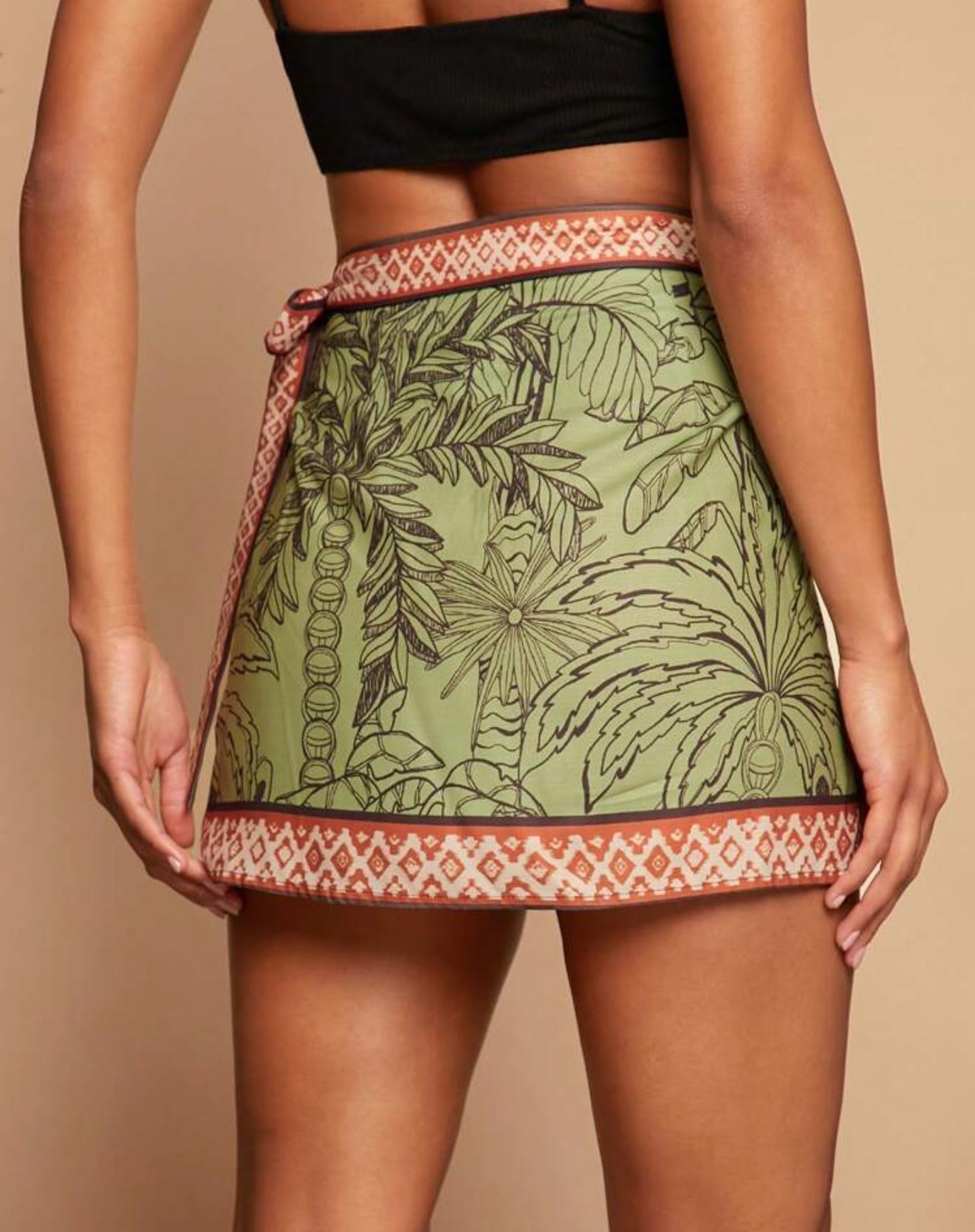 Tropical Print Boho Wrap Skirt