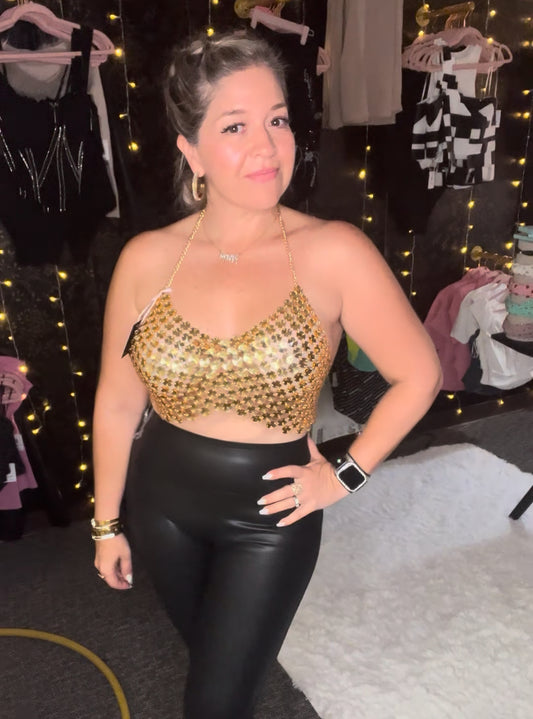 Gold Queen Backless Jewel Top