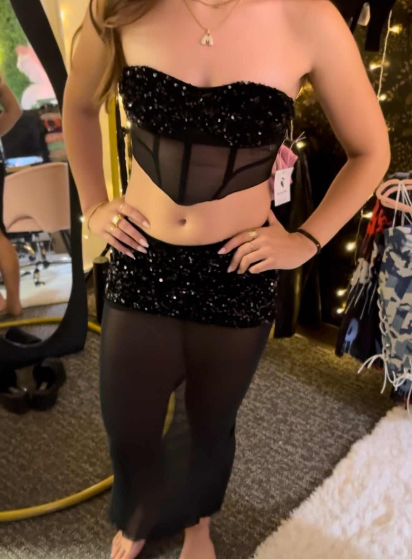 Black Sensation Party Top & Skirt Set