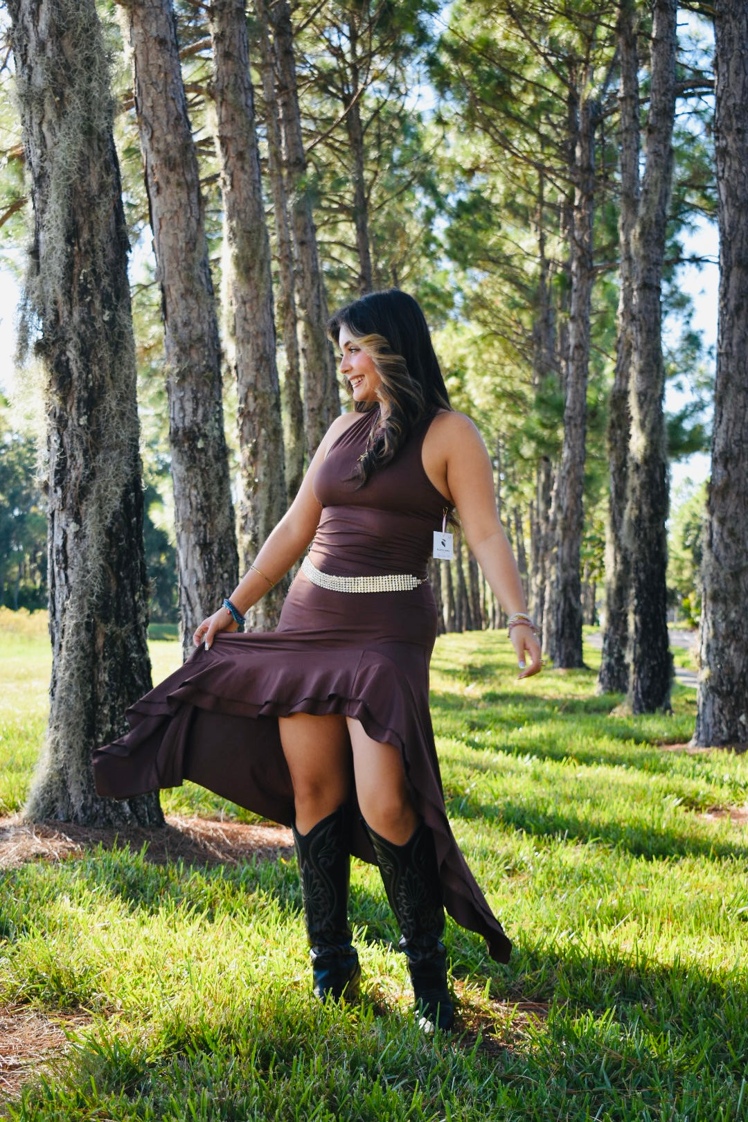 Feel Me Chocolate Ruffle Dress