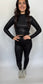 Artsy Black Liquid Long Sleeve Crop Top