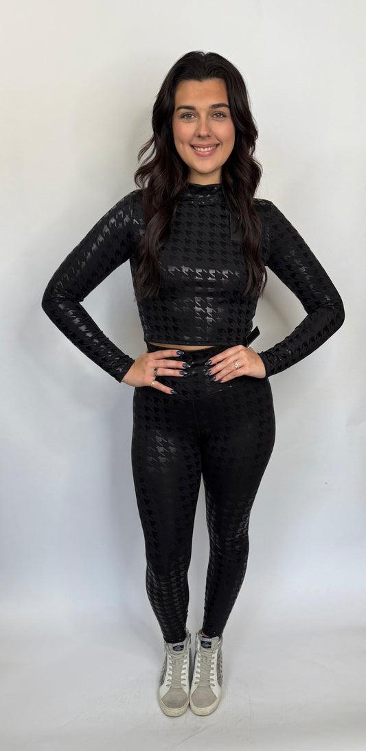 Artsy Black Liquid Long Sleeve Crop Top
