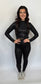 Artsy Black Liquid Long Sleeve Crop Top