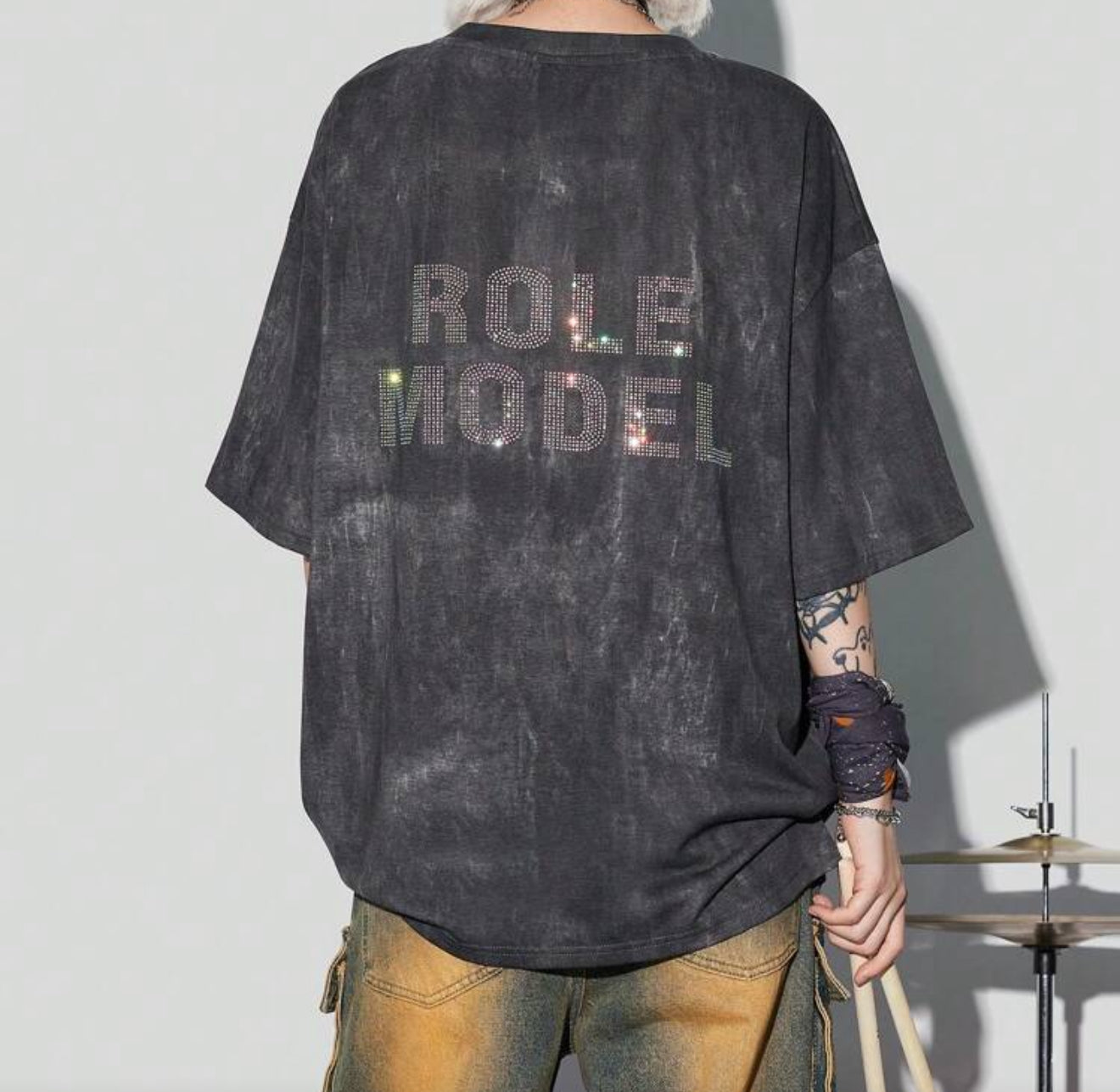 Role Model Rhinestone Washed Oversized T-Shirt