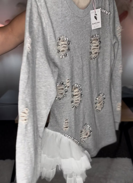 Catia Distressed Embellished Sweater