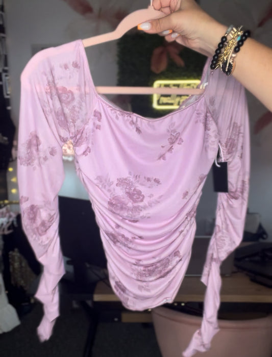 Pinky Flower Long Sleeve Top