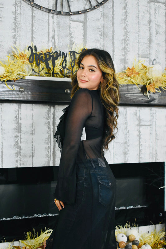 Cutie Streetwear Long Ruffled Top