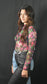 Pretty Pink Flower Long Sleeve Sheer Top
