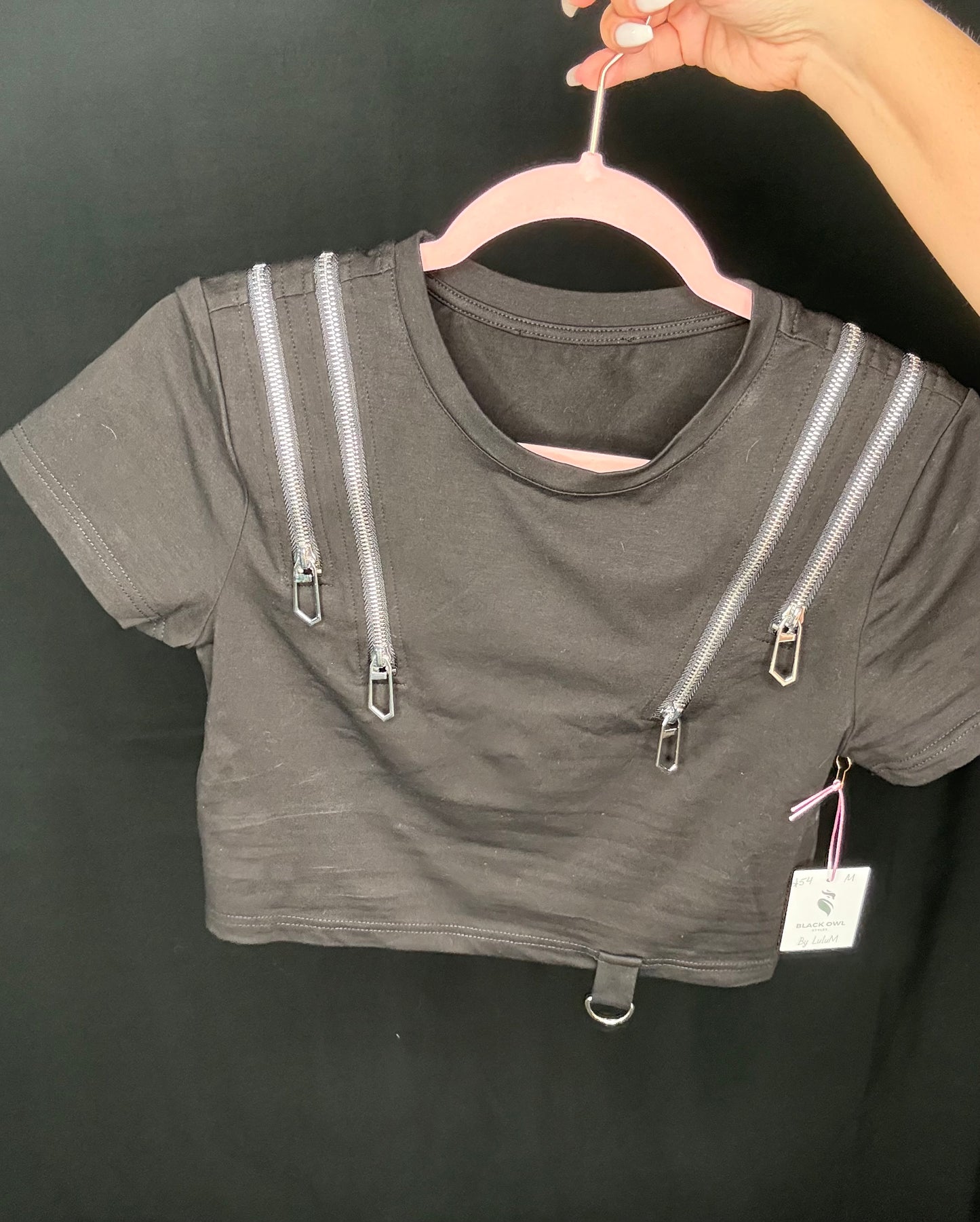 Bella Zipper Detail Crop T-Shirt