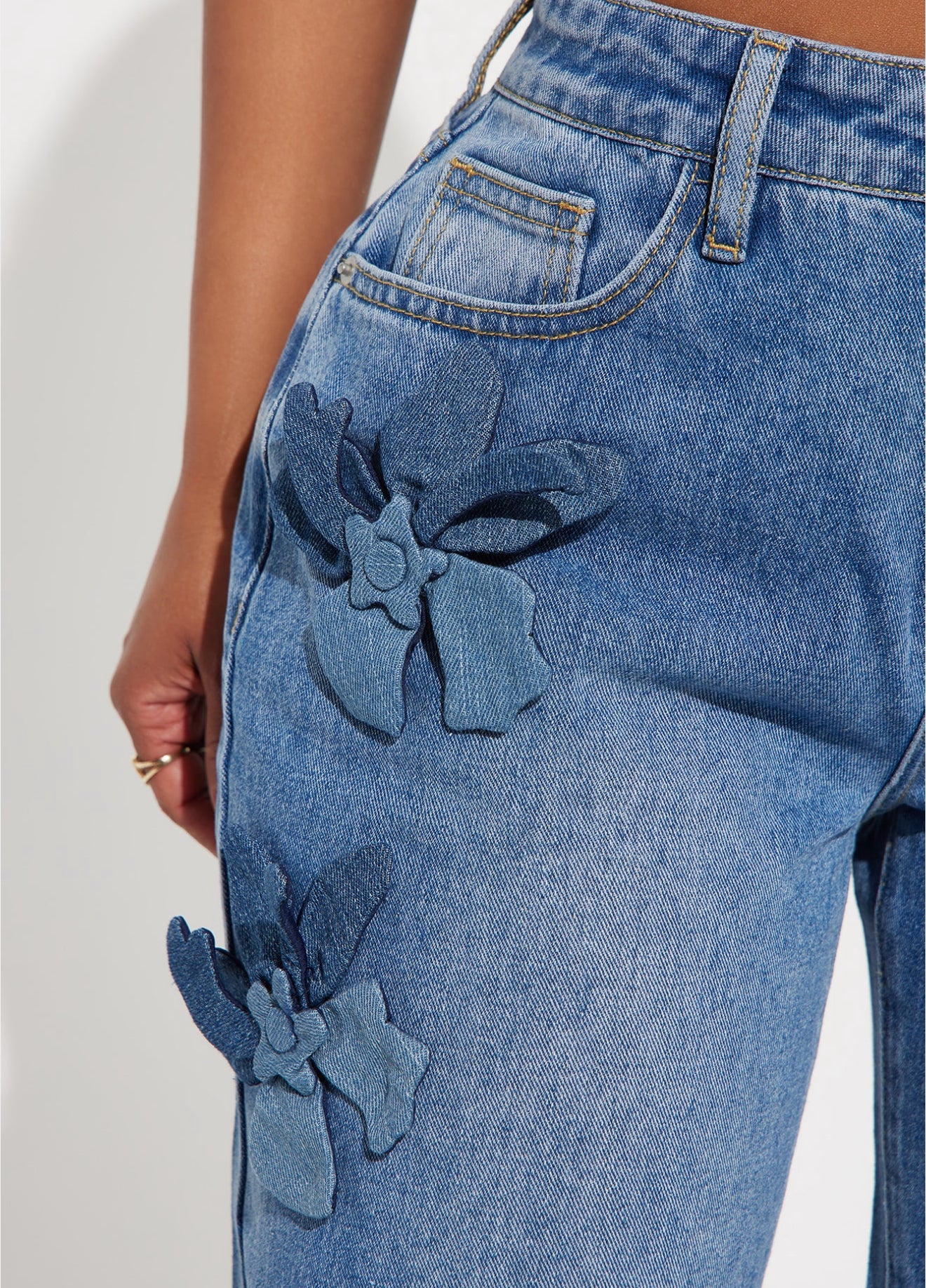 Flor Denim Accent Baggy Jeans