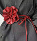 Red Vegan Leather Rose Belt