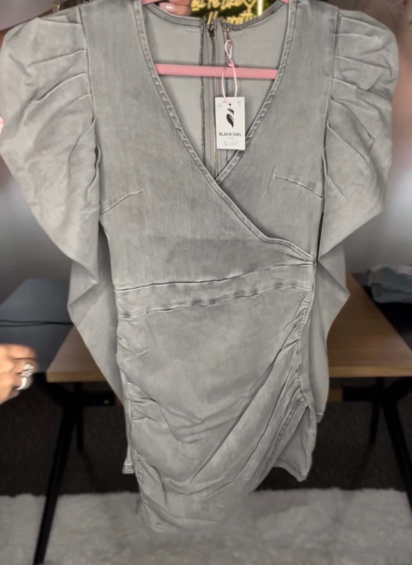 Washed Grey Denim Dress