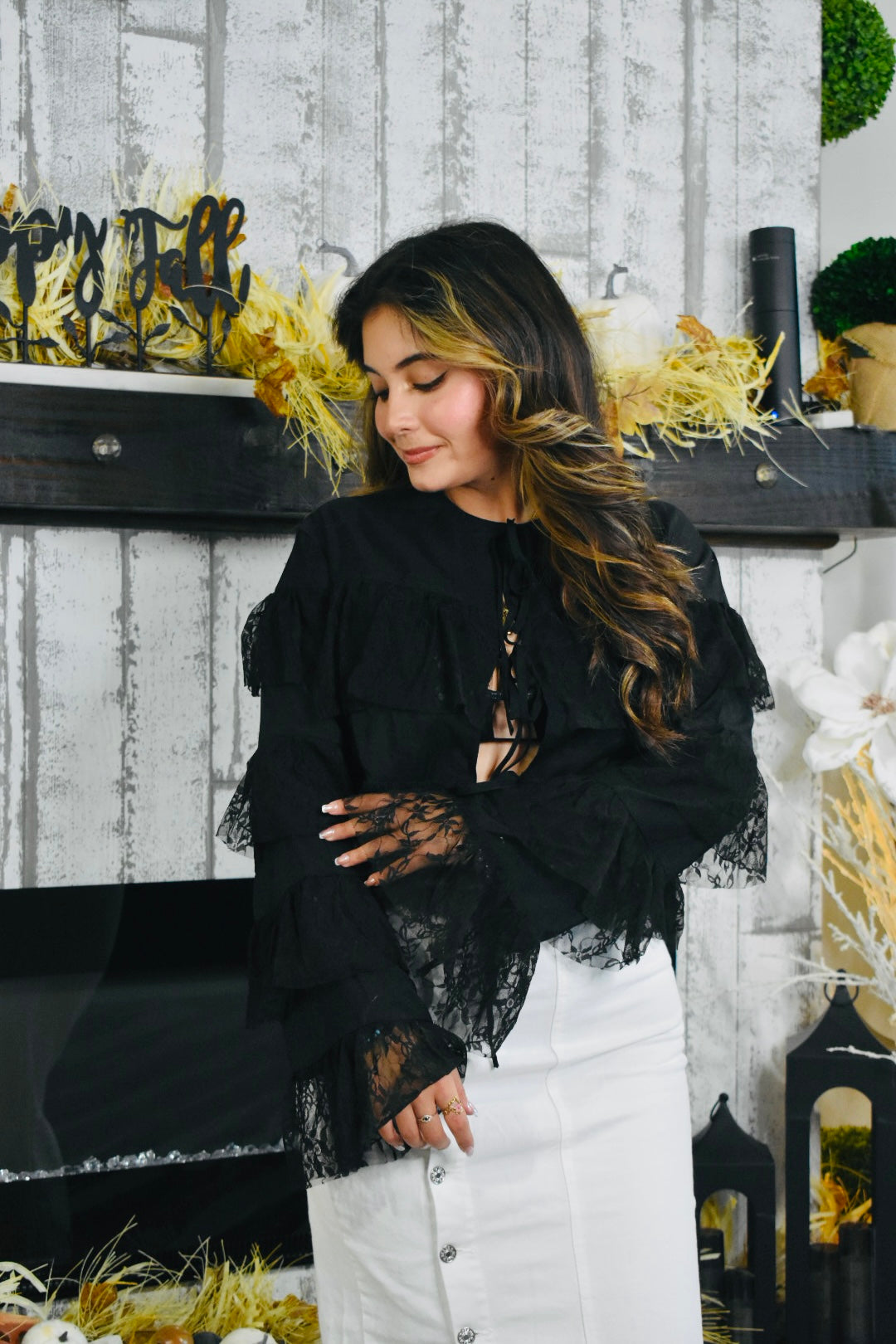 Boho Angel Ruffle Lace Long Sleeve Blouse